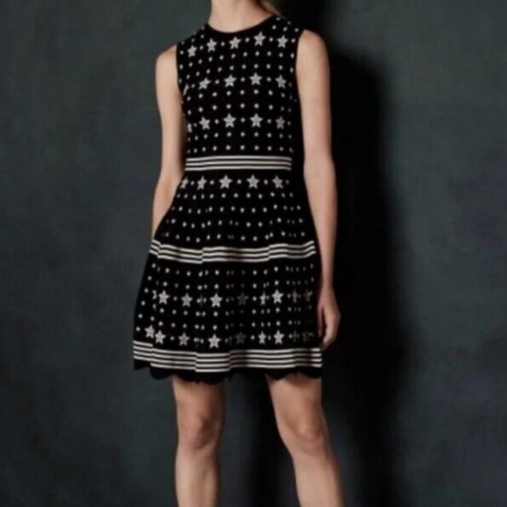 Ted Baker London Black Cream Star Jacquard Knit Dress Mariae